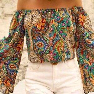Boho Paisley Long Sleeve Blouse